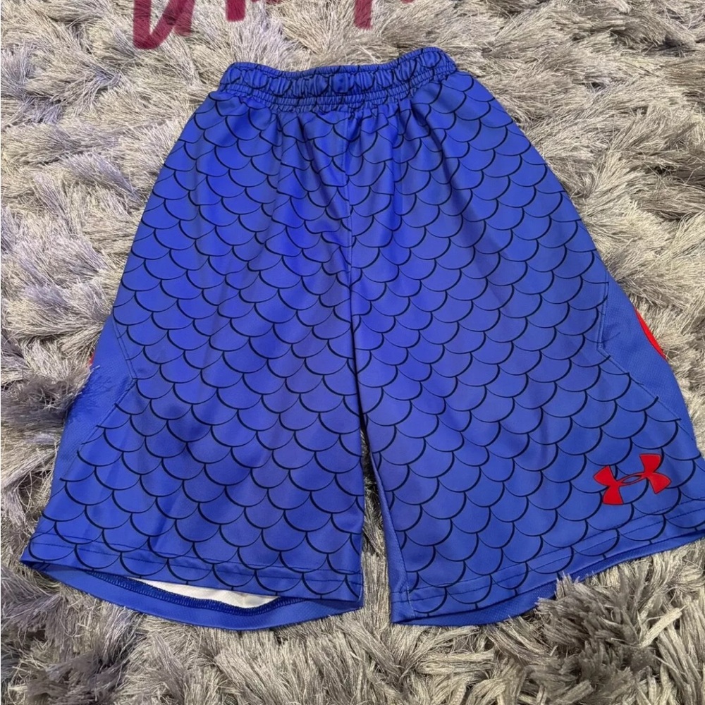 Under Armour Kids Blue Patterned Shorts youth small size 8-9 “Marvel”